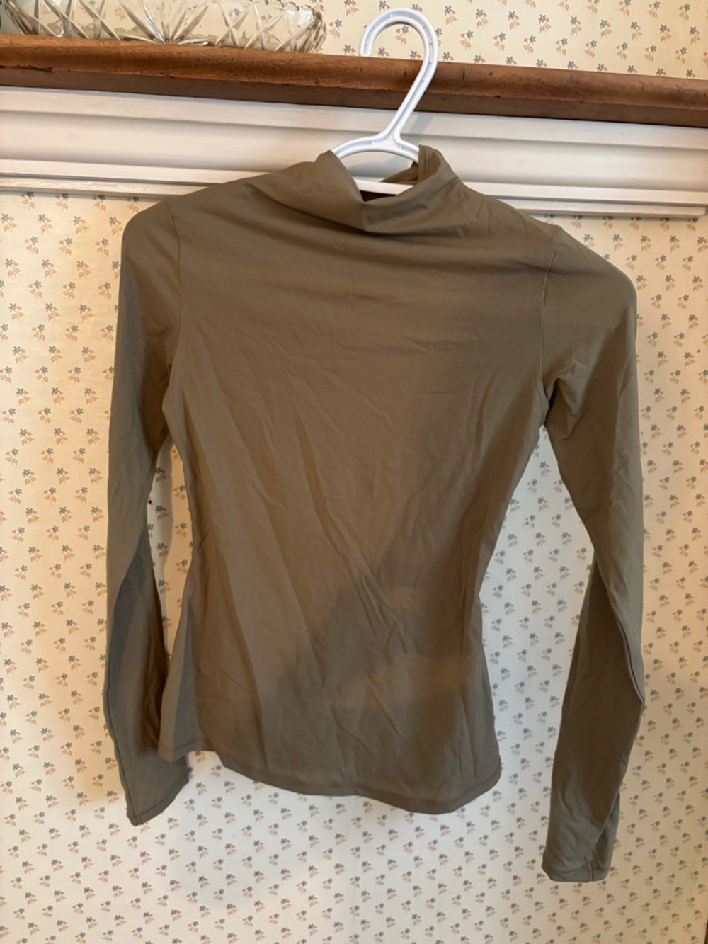 SKIMS Olive Green Long-Sleeve Mock Neck Top